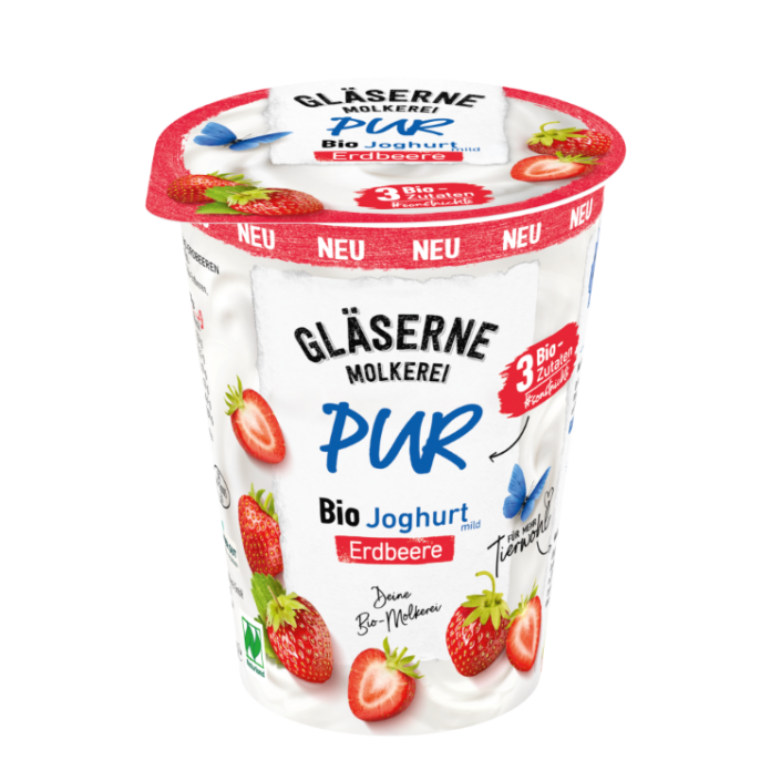 Bio Joghurt Pur Erdbeere Gläserne Molkerei